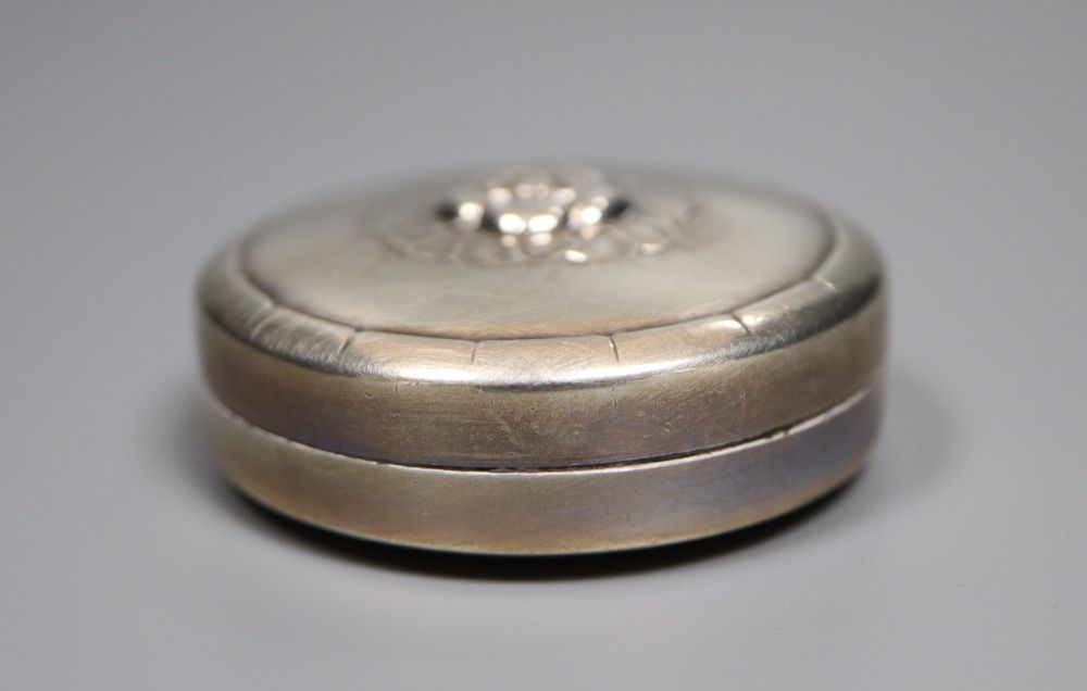 A Georg Jensen sterling silver circular pill box and cover, design no. 79C, 47mm, 28.7 grams.